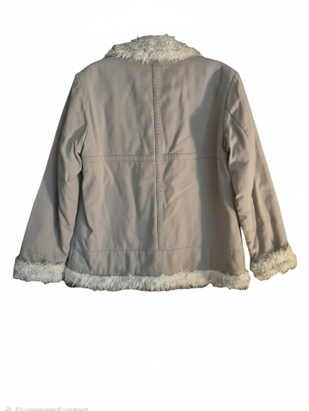 Esprit Cream Faux-Shearling Trim Y2K Jacket